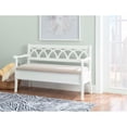 thumbnail image 2 of Linon Elliana Storage Bench Beige Padded Seat Cutout Back Design in White Wood, 2 of 14