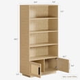 thumbnail image 2 of Yeshouse 5 Tier Bookshelf with Boho Rattan Doors and Wooden Structure for Living Room and Home Office, 2 of 9