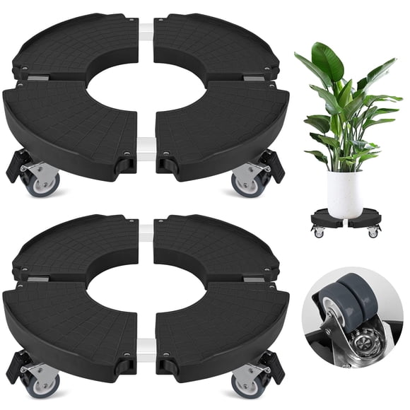 2 Pack Plant Caddy Stands with 360° Wheels Adjustable 15-22 Inch Rolling Plant Stands Heavy Duty Large Plant Carts Dolly with