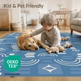 thumbnail image 4 of ODIKA 9'x12' Blue Indigo Geometric Design Washable Area Rug Modern Abstract Machine Pattern Non-Shedding, Easy Care for Master Suite, California King, Under Bed, 4 of 7