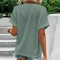 thumbnail image 6 of Women Plus Size Tops Sawvnm Women's Fashion Casual Solid Color Button V-neck T-shirt Top Short Sleeved V-neck Top/shirt Green 4XL, 6 of 7
