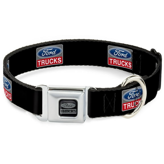 Ford Pet Collar, Dog Collar Metal Seatbelt Buckle, Ford Trucks Logo Repeat, 13 to 17 Inches 1.5 Inch Wide