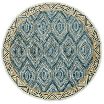 SAFAVIEH Aspen Sylvester Geometric Hexagons Wool Area Rug, Blue/Gold, 7' x 7' Round