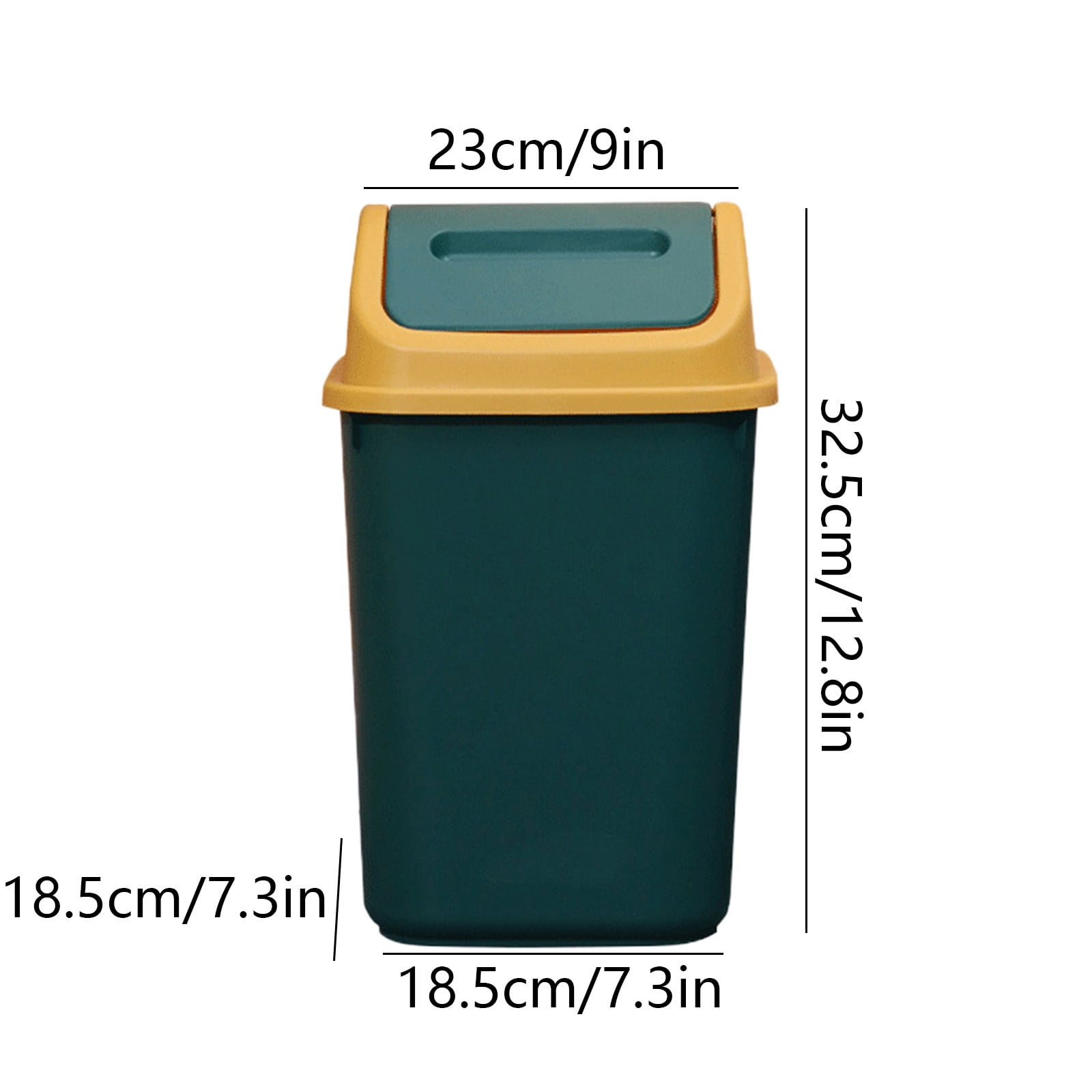 Square Lid Trash Can Small Bathroom Kitchen Office Waste Bin Flip Top Lid, 10L