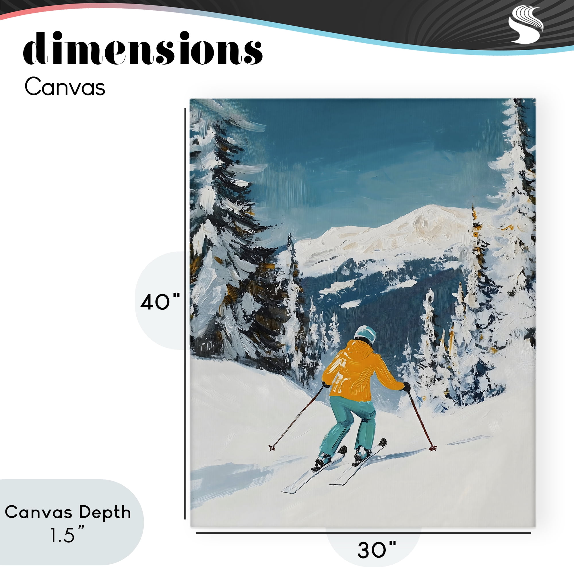 Stupell Industries Downhill Skier on Mountain Canvas Wall Art, design by The Prints Vibe