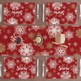 thumbnail image 2 of Red Let it Snow Snowflake Winter Christmas Xmas Placemats Set of 4 Table Mats for Party Home Kitchen Dining Table Decorations 12x18 Inch, 2 of 5