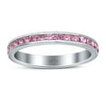 thumbnail image 2 of Full Eternity Stackable Band Wedding Ring Pink CZ 925 Sterling Silver Size 9, 2 of 5