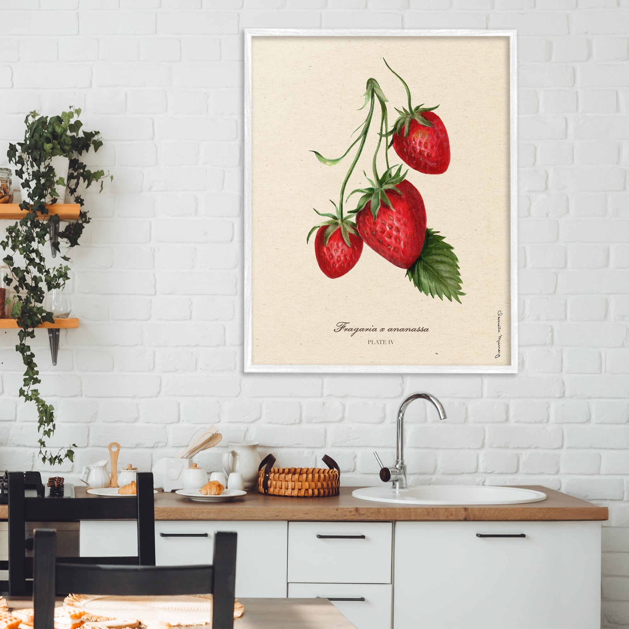 Stupell Industries Strawberry Fruit Portrait White Framed Giclee Art, design by Danielle Murray