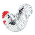 thumbnail image 4 of Figura de pollo con bola de espejos, decoración de mesa, figura genial de 6.3 x 4.3 pulgadas, pollo plateado, 4 of 9