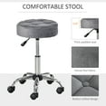thumbnail image 3 of HOMCOM Round Salon Stool Height Adjustable, Hydraulic Rolling Swivel Stool with Wheels, Massage Vanity Chair Home Office, Grey, 3 of 9