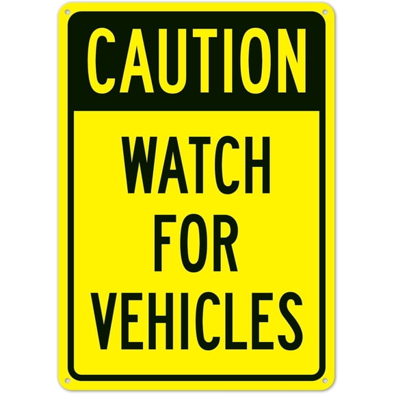 Watch For Vehicles Sign (#S02) Metal Sign 12X8 Inches