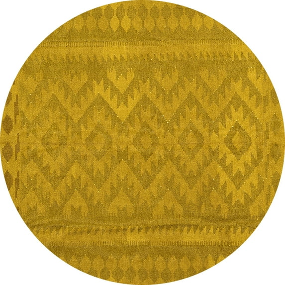 Ahgly Company Indoor Round Southwestern Yellow Country Area Rugs, 7' Round