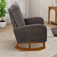 thumbnail image 3 of Nursery Rocking Chair, 25.4"W Upholstered High Back Accent Lounge Armchair with Retractable Footrest and Side Pocket, Comfy Rocker Glider Chair with Rubber Wood Legs for Living Room, Charcoal, 3 of 7