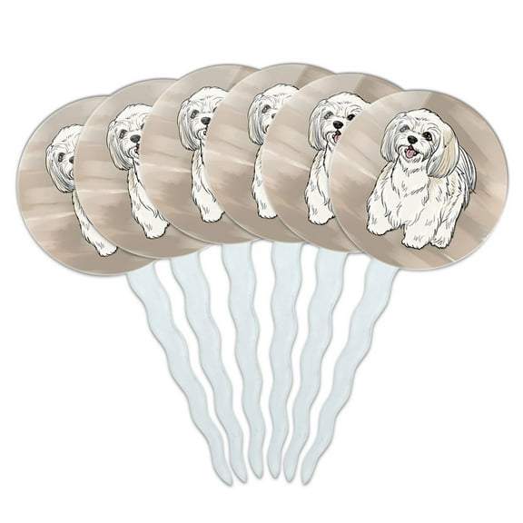 Shih Tzu Pet Dog Cupcake Picks Toppers - Set of 6