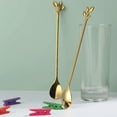 thumbnail image 6 of 7.4" Elegant Leaf-Design Gold Coffee & Tea Spoons - Long Handle Stainless Steel, 6 of 6