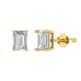 thumbnail image 2 of 1.0 Ct Emerald Cut Studs White Sapphire 14K Yellow Solid Solid Gold Everyday Dainty Earrings Push Back, 2 of 7