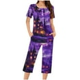 thumbnail image 1 of Rbaofujie Pyjama Boutonné pour Femmes Ensemble de Pyjama Capris Décontracté à la Mode Imprimé Col Rond Boutonné Vêtements de Nuit pour Femmes, 1 of 4
