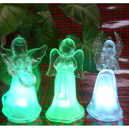Christmas Gifts Under 300 Elegantoss Set of 3 Christmas Angel Ornaments, 12cm High, Color Changing LED Lights, Christmas Gift, Table Decoration Light, Night Light ()