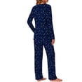thumbnail image 4 of Weekease Long Sleeve Pajamas Set for Women V Neck Tops Wide Leg Pants 2 Piece Lounge Fall Sleepwear with Pockets, 4 of 7