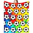 thumbnail image 3 of Super Soft Soccer Blanket Throw Soccer Ball Blankets Lightweight Flannel Warm Cozy Football Blanket Gifts for Sport Fans Kids Adults 60"X50", 3 of 6