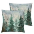 thumbnail image 2 of JRXY Pine Tree Throw Pillow Covers Watercolor Blue Green Square Rustic Style Natural Forest Fog Print Decorative Pillowcase Spring Summer Cushion Cover for Home Sofa Bed Outdoor,Set of 2 White, 2 of 6