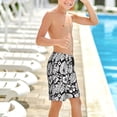 thumbnail image 6 of Cauagu Tropical Leaves Print Swim Trunks for Men,Youth Boys Swim Shorts Compression Liner Beach Shorts Boys' Swimming Shorts 7-20 Years Bathing Suit-Medium, 6 of 7