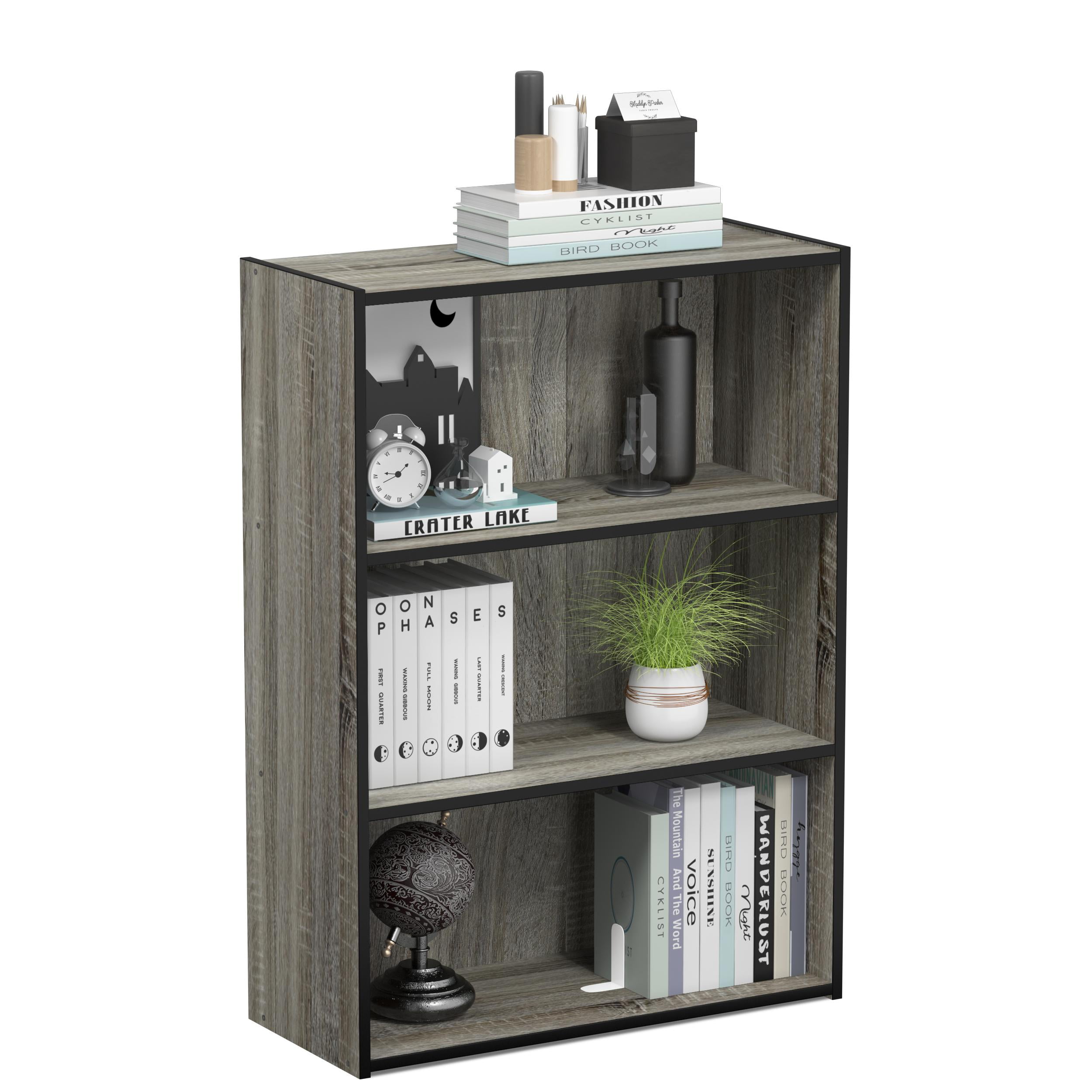 Furinno Pasir 3 Tier Open Shelf Bookcase, French Oak Grey, 11208GYW