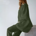 thumbnail image 4 of Turilly Women's Coats and Jackets on Sale 2PCS Fashion Woman Round Neck Solid Long Sleeve Blouse and Loose Pants Set, 4 of 9