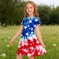 thumbnail image 6 of Amidoa Girl Dresses Swing A-Line Short Sleeve 4th of July Dress Summer Casual Sundress for Kids Multicolor Size 5T, 6 of 9