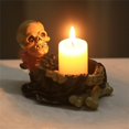 thumbnail image 3 of Resin Skeleton Candle Base Realistic Skull Ashtray Halloween Decoration, 3 of 5
