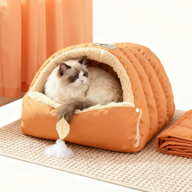 Cama cueva para gatos, casa para mascotas, cálida y cómoda, nido para gatos de invierno, saco de dormir para perros pequeños, gatos, relajante y S