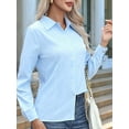thumbnail image 6 of Super Soft Wrinkle Free Button Down Shirts for Women Solid Long Sleeve Striped Formal Work Dress Blouses Tops Blue XXXL, 6 of 8