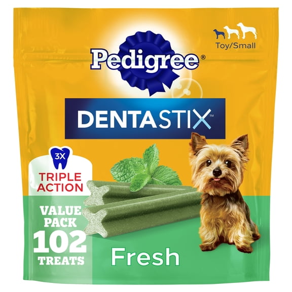 Pedigree Dentastix Dental Chews for Dogs, Small and Toy Breed, Fresh Flavor, 1.54 lb. Bag
