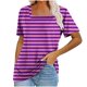 thumbnail image 1 of Tops Cortos para Mujeres Cuello de Color de Raya Manga Corta Casual para Uso Diario Y de Fiesta, 1 of 4