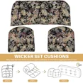 thumbnail image 6 of CJC 3 Piece Wicker Chair Cushions, Patio Loveseat and Chair Seat Cushion Set for Outdoor Indoor Furniture, Black Flowers, 6 of 9