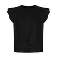 thumbnail image 6 of ADSSDQ Girl's Short Ruffle Sleeve Summer Shirts Top Tie Front Knot Tops Tee T Shirt for 5-6 Years Black, 6 of 7