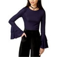 thumbnail image 2 of J.O.A. Womens Ruffled Knit Blouse, Blue, X-Small, 2 of 2