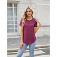 thumbnail image 3 of Womens Summer Spring Trendy Vacation Outfits Short Sleeve Business Tshirts Fashion Casual Blouses  Red XL, 3 of 8