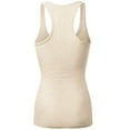 thumbnail image 4 of Women & Plus Solid Ribbed Knit Stretch Workout Racerback Tank Top (4PK: AMERICANO/SAND/H BEIGE/YELLOW, Large), 4 of 4