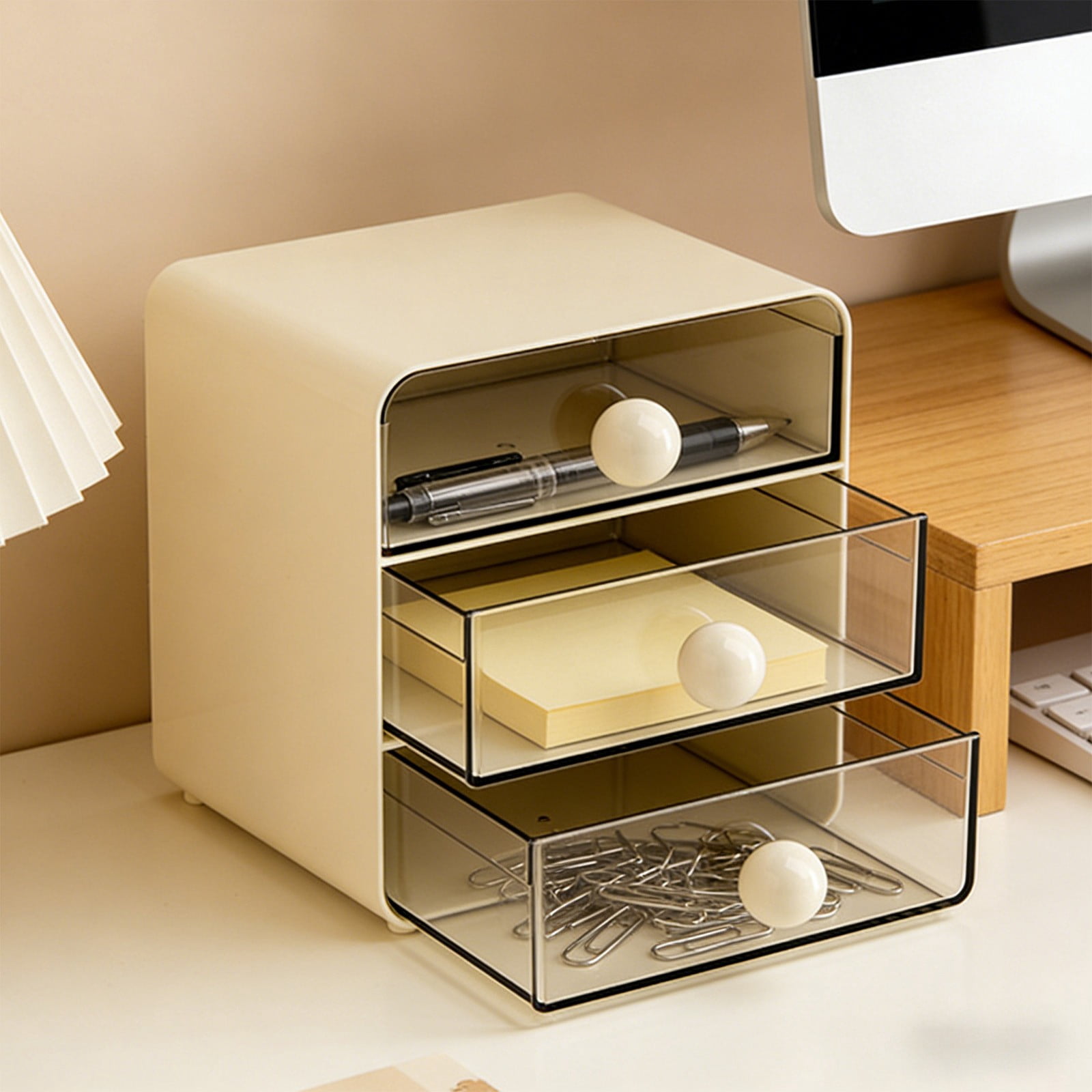 Weloille Desktop Drawer Storage Box 1Pc, Multifunctional Stationery Sundries Organizer, Space-Saving Stackable Desk Accessory Container for Office, Dorm, Study Table, Home Use