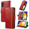 thumbnail image 1 of SaniMore Magnetic Clasp Wallet Case for Samsung Galaxy A14 5G with Cash & Card Slots, RFID Blocking Soft TPU + PU Leather Shockproof Protective Cover with Folio Flip Kickstand Shell, Red, 1 of 9