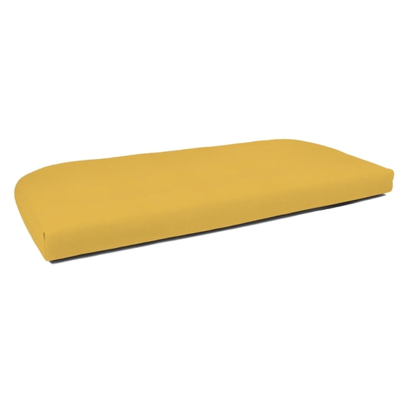 Casual Cushion Wicker Outdoor Bench Cushion, Sunbrella Fade & Water Resistant for Wicker Settees, Garden Benches & Porch Swings, 43.5"W x 19.5"D, 2.5" thick, Reversible, Spectrum Daffodil