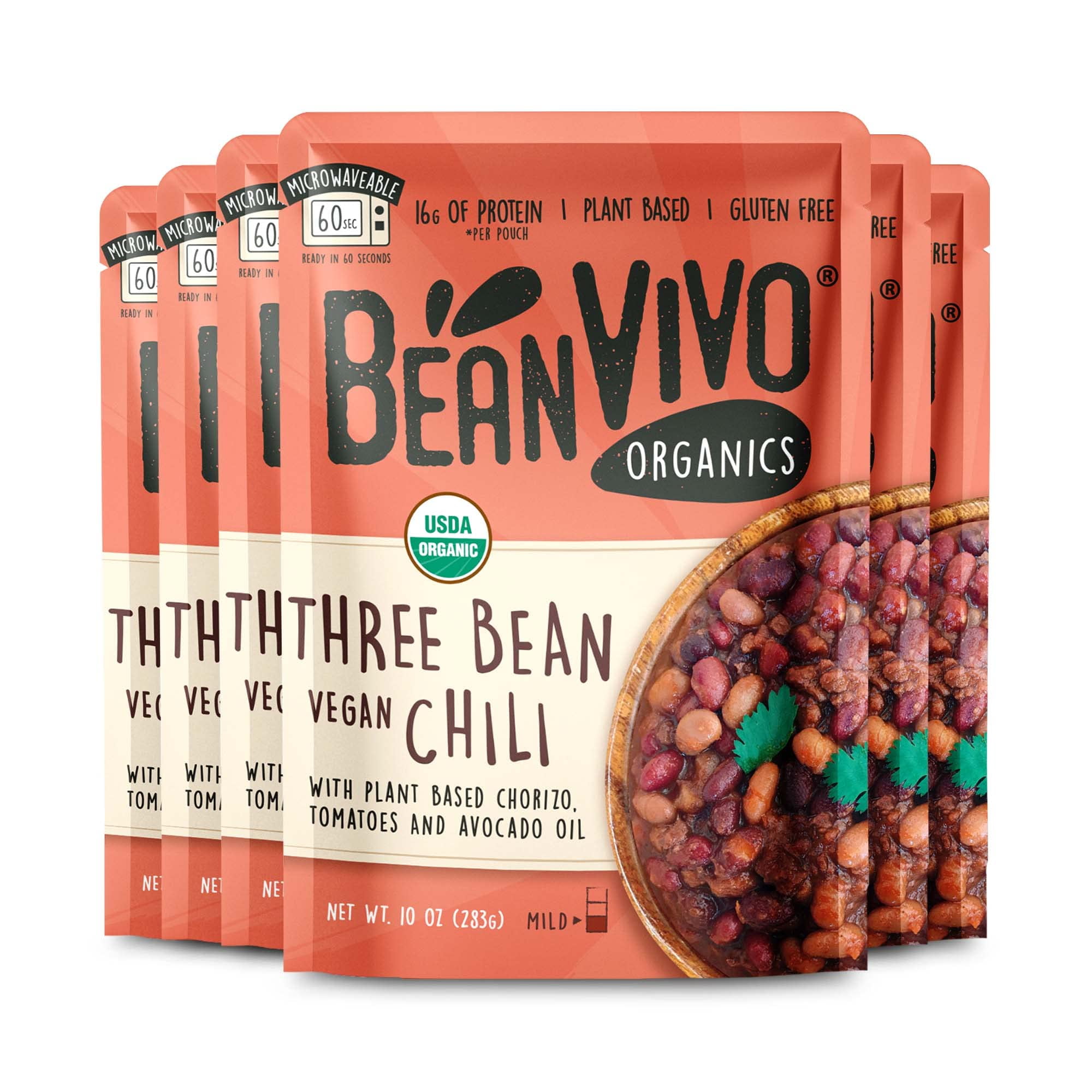 BeanVIVO Organic Three Bean Vegan Chili Pack of 6 (10 oz each