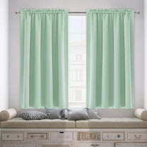 HBBKVI 2 Pcs Silk Blackout Curtains 38" × 84", Rod Pocket Luxury Curtains for Bedroom Living Room, Noise Reduction Thermal Insulated Curtain Panels Green