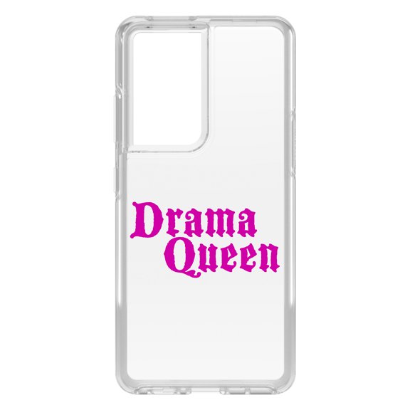 DistinctInk Clear Shockproof Hybrid Case for Galaxy S21 ULTRA 5G (6.8" Screen) - TPU Bumper Acrylic Back Tempered Glass Screen Protector - Drama Queen