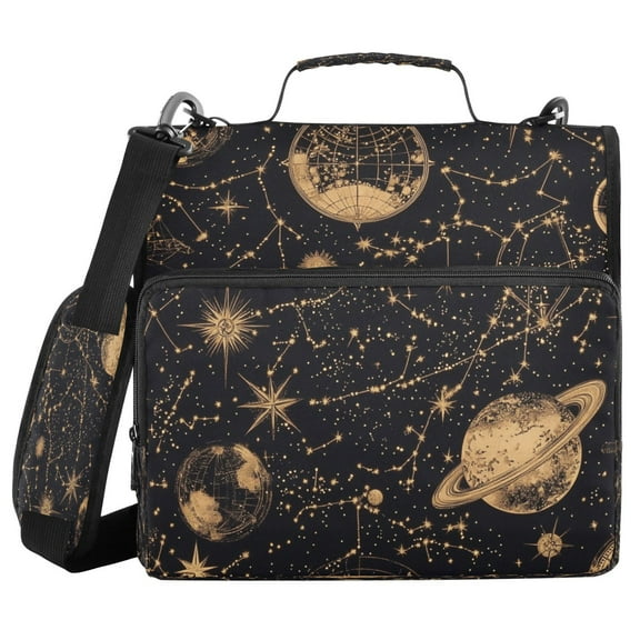 DIXRUYEE Zipper BinderTrapper of keeper Documents Organized Design Celestial Dreamscape Printed