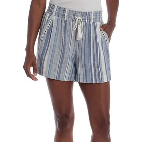 Briggs Womens Linen Blend Shorts Size: S, Color: Light Blue Stripe