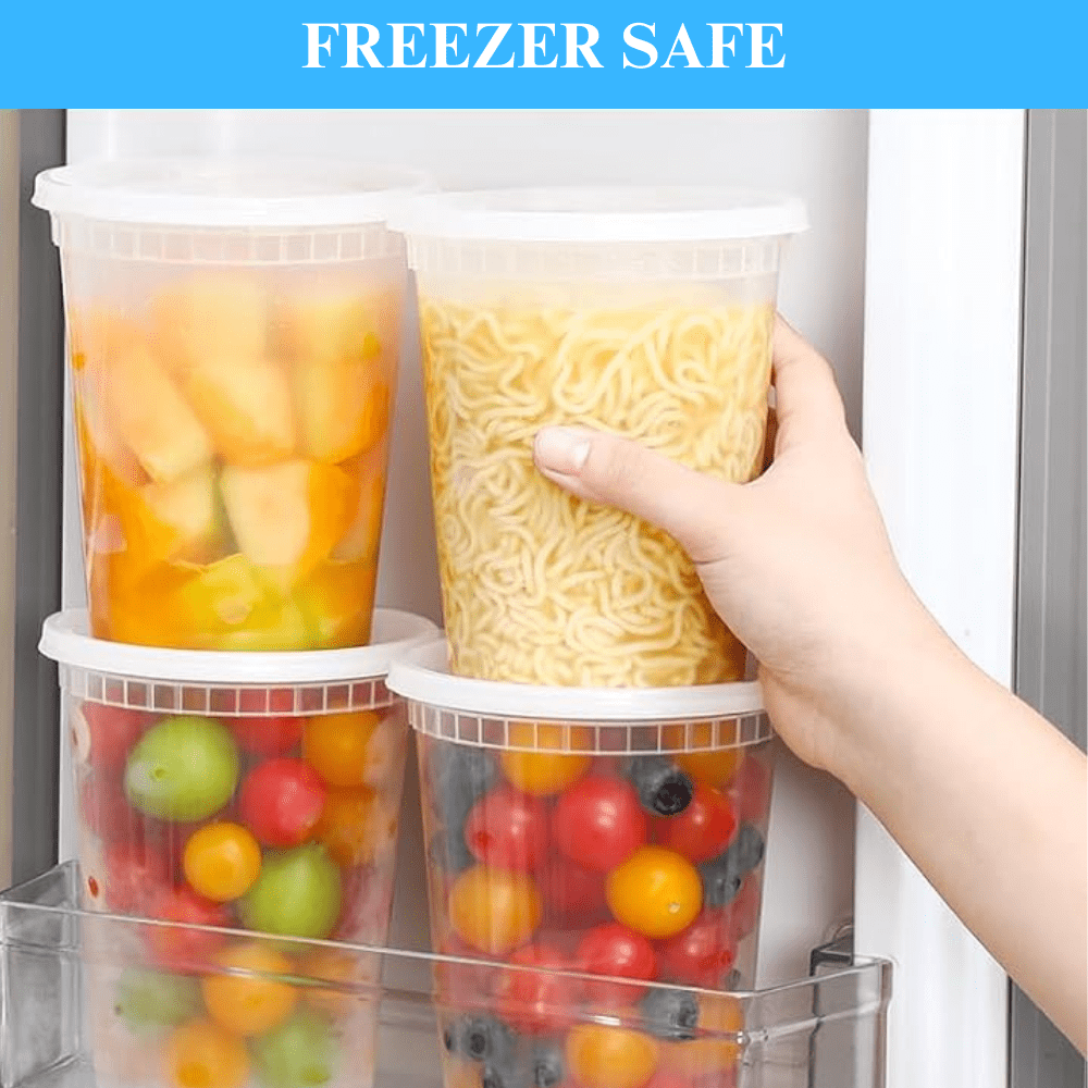 Plastic Deli Containers with Lids (32 oz, 48 Sets) Disposable Food Storage Containers With Airtight Lids, Ideal for Soups and Meal Prep