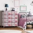 thumbnail image 2 of Dresser with 8 Drawers - Furniture Storage Chest Tower Unit for Bedroom, Hallway, Closet, Office Organization - Steel Frame, Wood Top, Easy Pull Fabric Bins (8-Drawer, Pink), 2 of 6