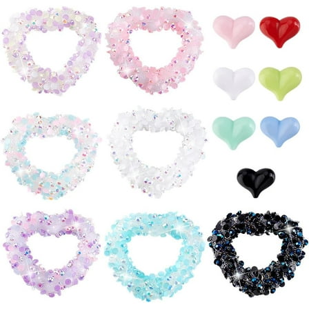 14pcs 2 Styles Peach Heart Focal Beads for Pens Rhinestone Focal Beads Bulk for Beadable Pens Acrylic beadable pens Beads for Keychain Jewelry Bracelet Necklace Charms Making